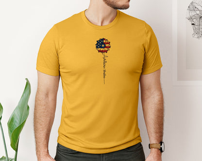 brand:Bella Canvas|color:Mustard|American Mama Sunflower 4Th Of July Graphic T-Shirt