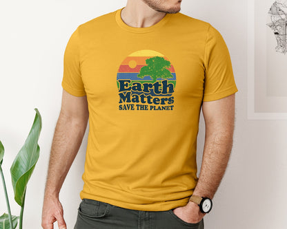 brand:Bella Canvas|color:Mustard|Earth Matters Save The Planet T Shirt Graphic T-Shirt