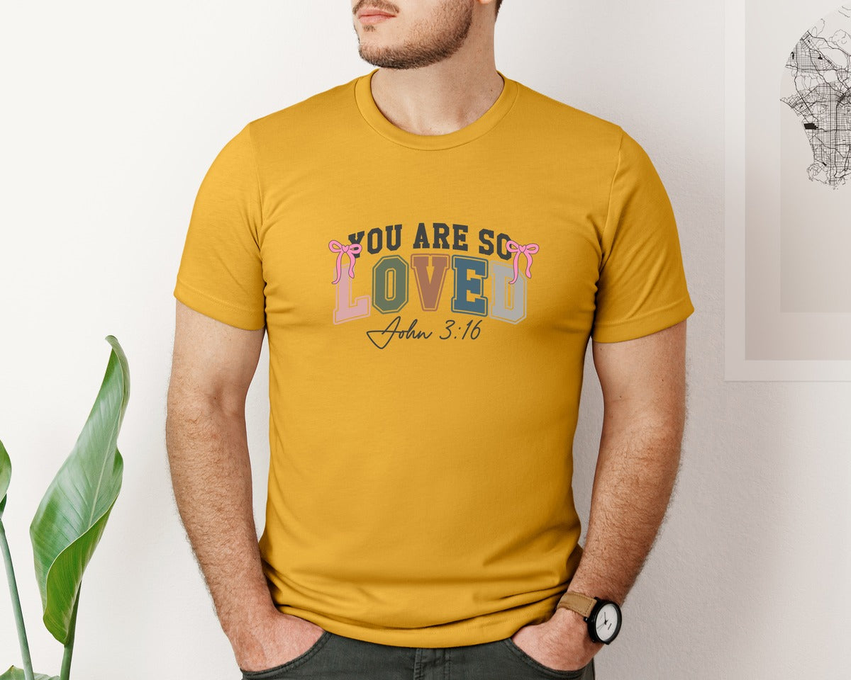 brand:Bella Canvas|color:Mustard|You Are So Loved 33 Graphic T-Shirt