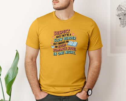 brand:Bella Canvas|color:Mustard|Suspect Claims Reading Lover Bookish 2 Graphic T-Shirt