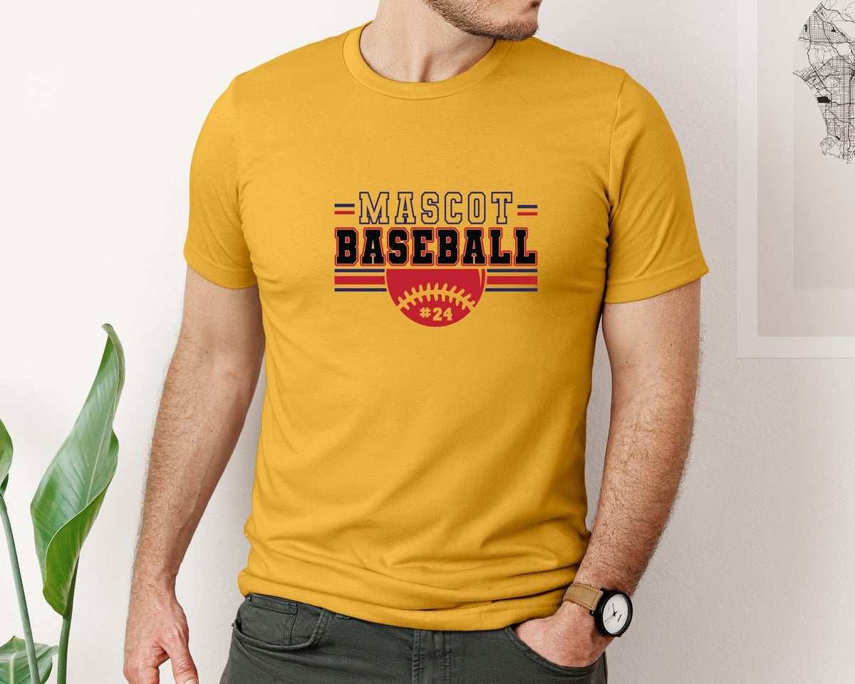 brand:Bella Canvas|color:Mustard|Baseball Shirt Baseball Team Graphic T-Shirt