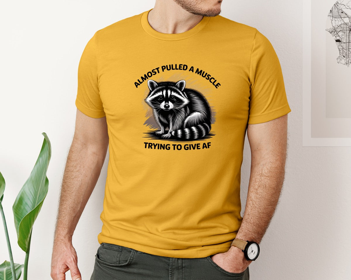 brand:Bella Canvas|color:Mustard|Funny Raccoon Sarcastic Quote Graphic T-Shirt
