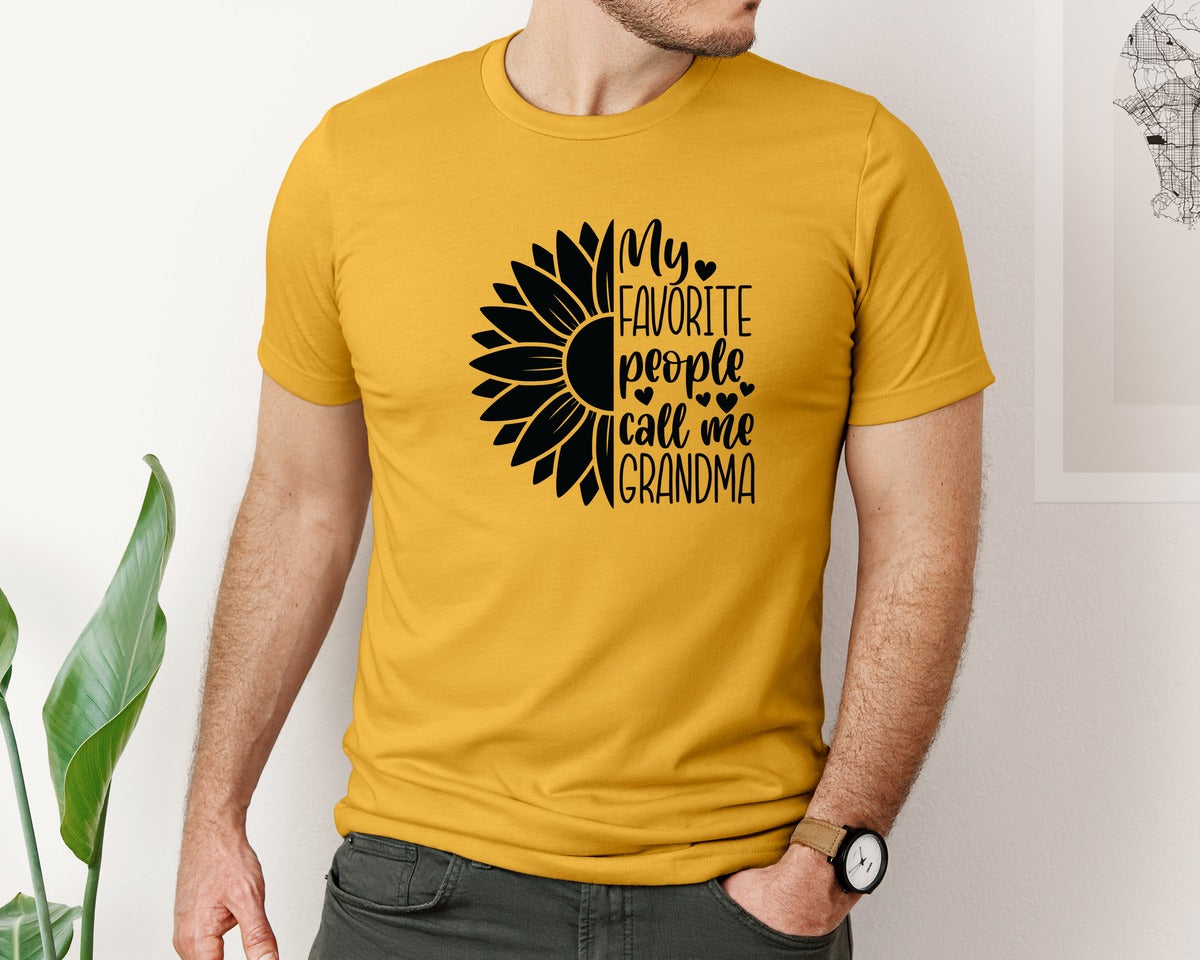brand:Bella Canvas|color:Mustard|Grandma Sunflower Grandma Graphic T-Shirt