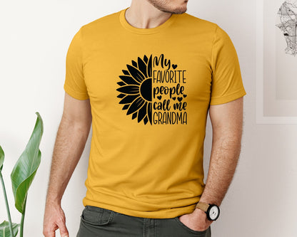 brand:Bella Canvas|color:Mustard|Grandma Sunflower Grandma Graphic T-Shirt