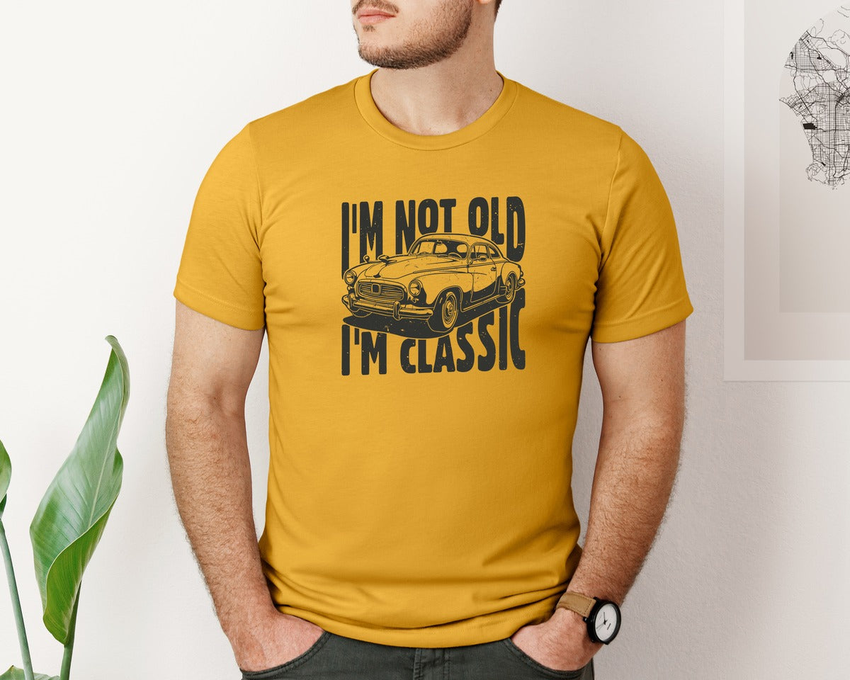 brand:Bella Canvas|color:Mustard|Im Not Old Im Classic Vintage Car 3 Graphic T-Shirt