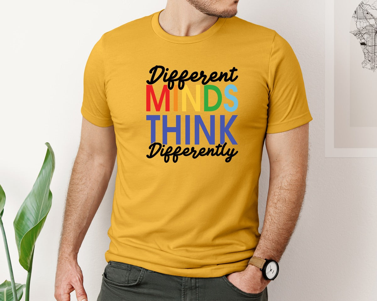 brand:Bella Canvas|color:Mustard|Different Minds Autism T Shirt Graphic T-Shirt