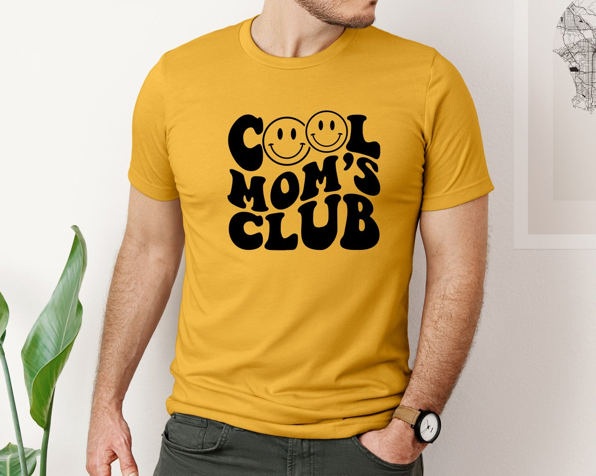 brand:Bella Canvas|color:Mustard|Cool Moms Club Wavy 2 Graphic T-Shirt