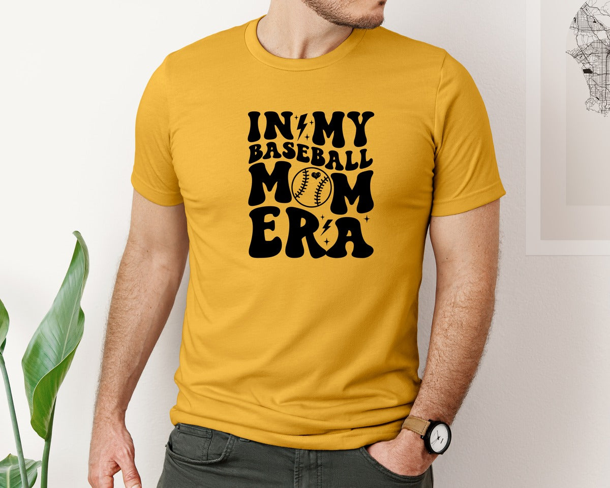 brand:Bella Canvas|color:Mustard|Retro Sports Mom In My Mom Era Graphic T-Shirt