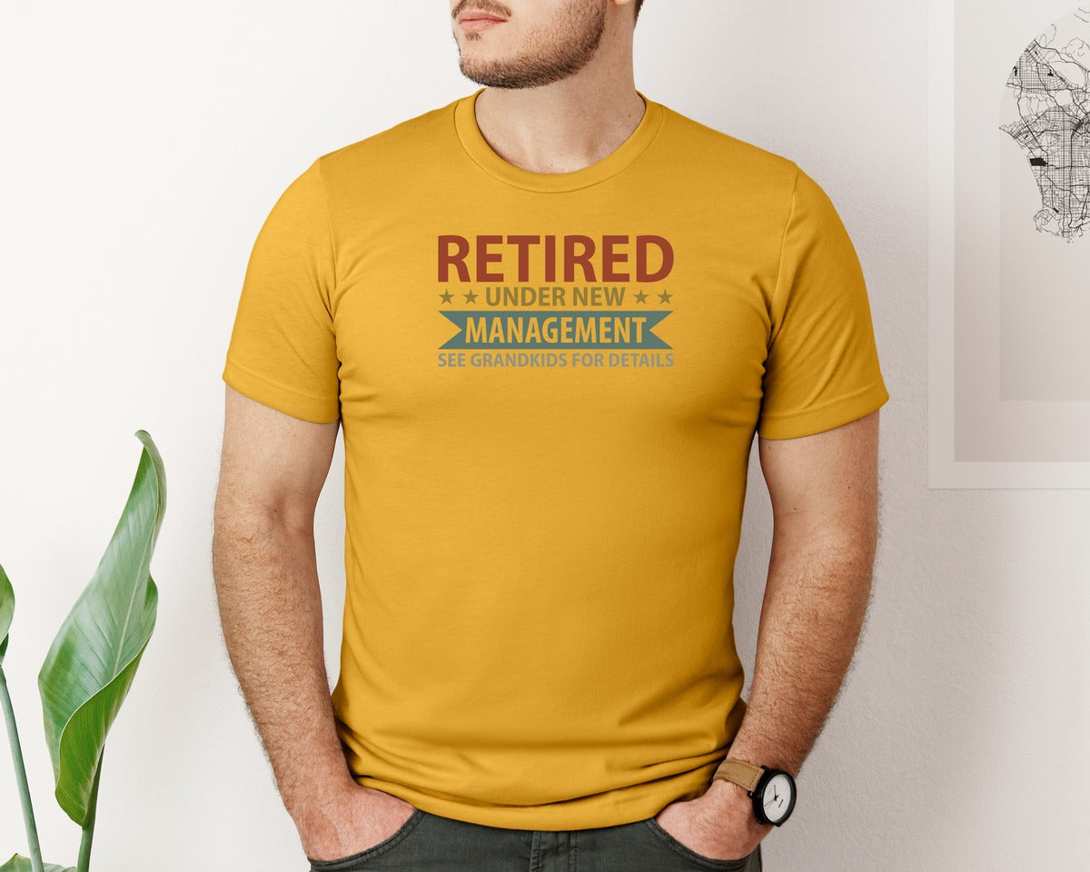 brand:Bella Canvas|color:Mustard|Mens Fathers Day Retired Grandpa Shirts Graphic T-Shirt