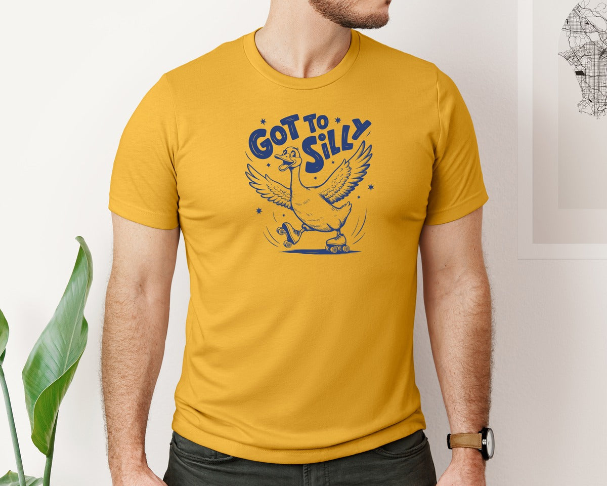 brand:Bella Canvas|color:Mustard|Funny Goose Got Too Silly Design Graphic T-Shirt