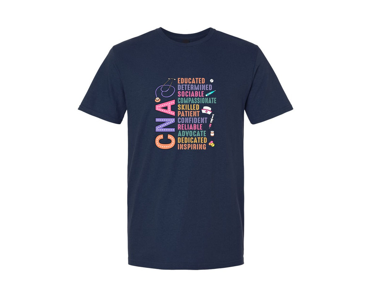 brand:Generic|color:Navy|Cna Nurse Quotes Graphic T-Shirt