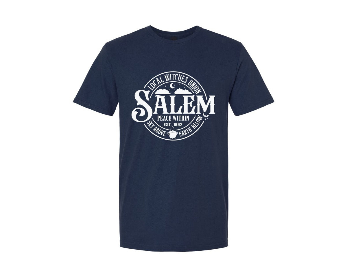 brand:Generic|color:Navy|Vintage Halloween Salem Local Witches Graphic T-Shirt