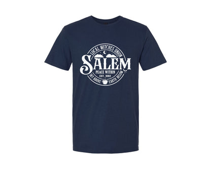 brand:Generic|color:Navy|Vintage Halloween Salem Local Witches Graphic T-Shirt