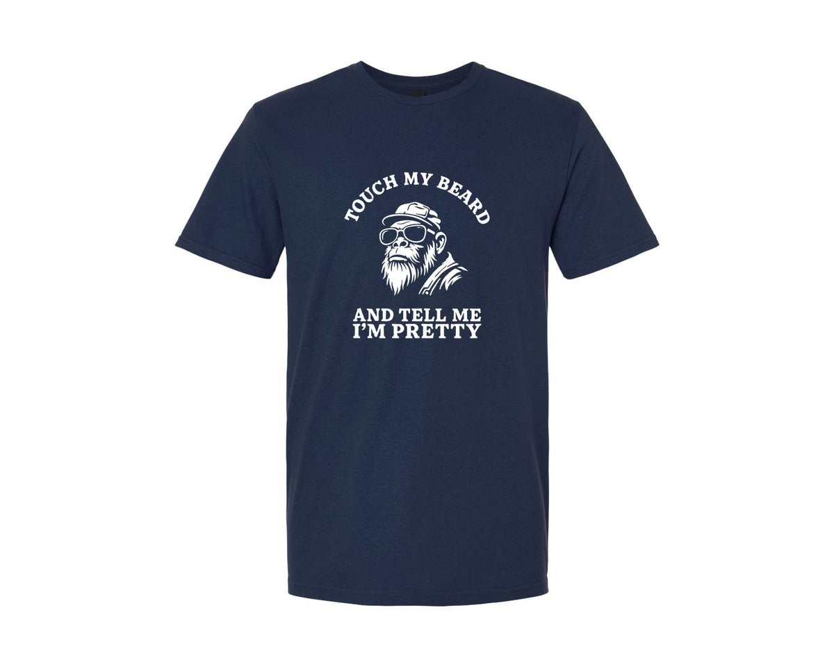 brand:Generic|color:Navy|Touch My Beard And Tell Me Im Pretty 2 Graphic T-Shirt