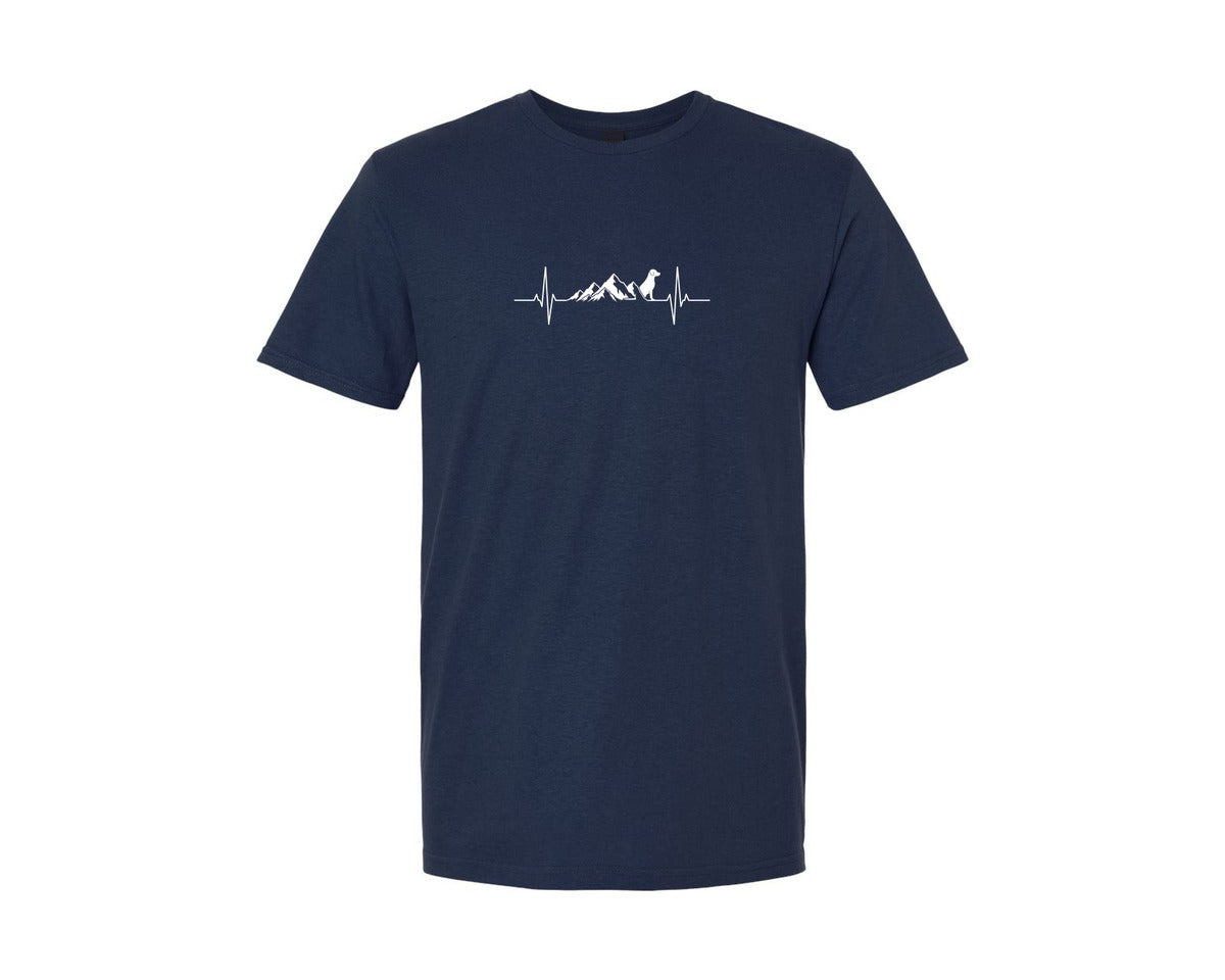 brand:Generic|color:Navy|Dog Mountain Heartbeat Hiking T Shirt Graphic T-Shirt