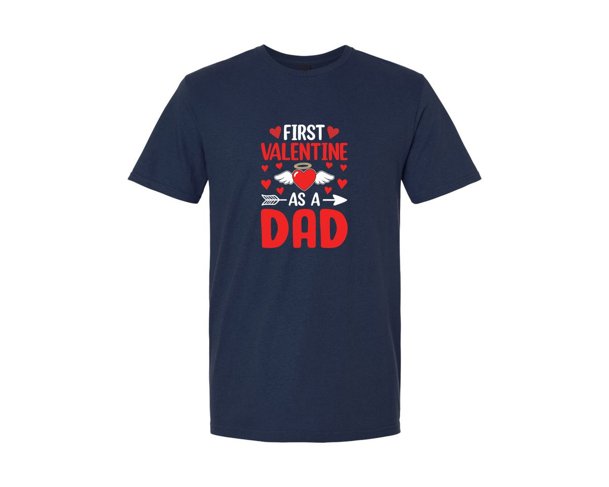 brand:Generic|color:Navy|First Dad Valentines Day T Shirt Graphic T-Shirt