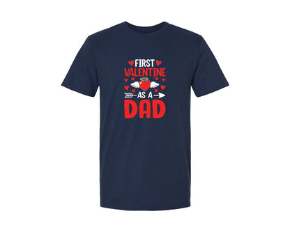 brand:Generic|color:Navy|First Dad Valentines Day T Shirt Graphic T-Shirt