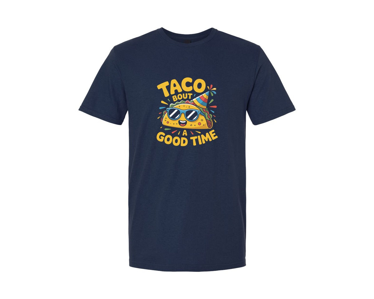 brand:Generic|color:Navy|Taco Bout A Good Time Funny Taco Graphic T-Shirt