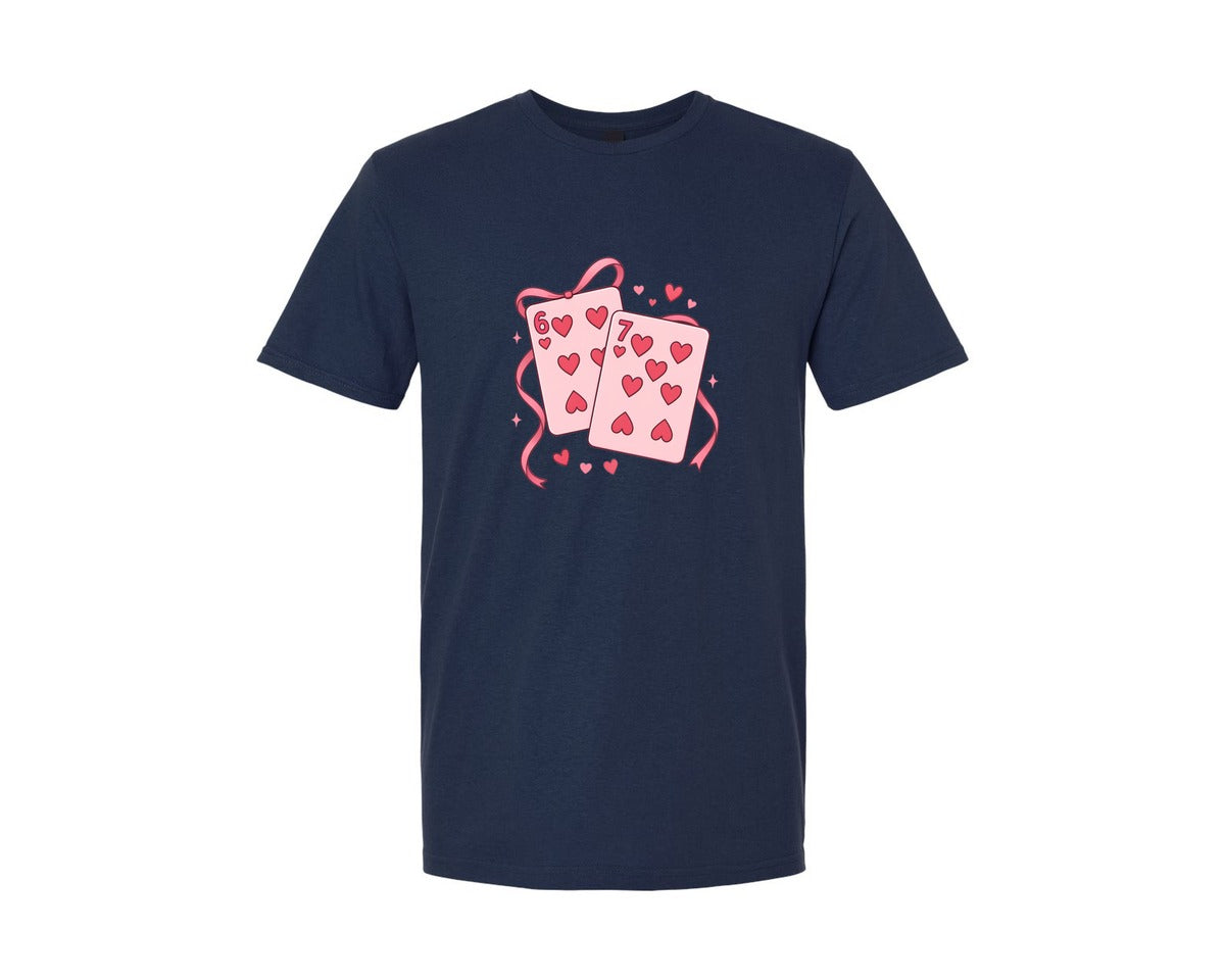 brand:Generic|color:Navy|Playing Cards Valentine 6 7 Graphic T-Shirt