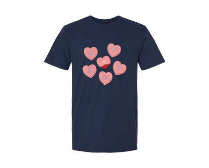 brand:Generic|color:Navy|Candy Heart Hate Valentines Sublimation2 Graphic T-Shirt