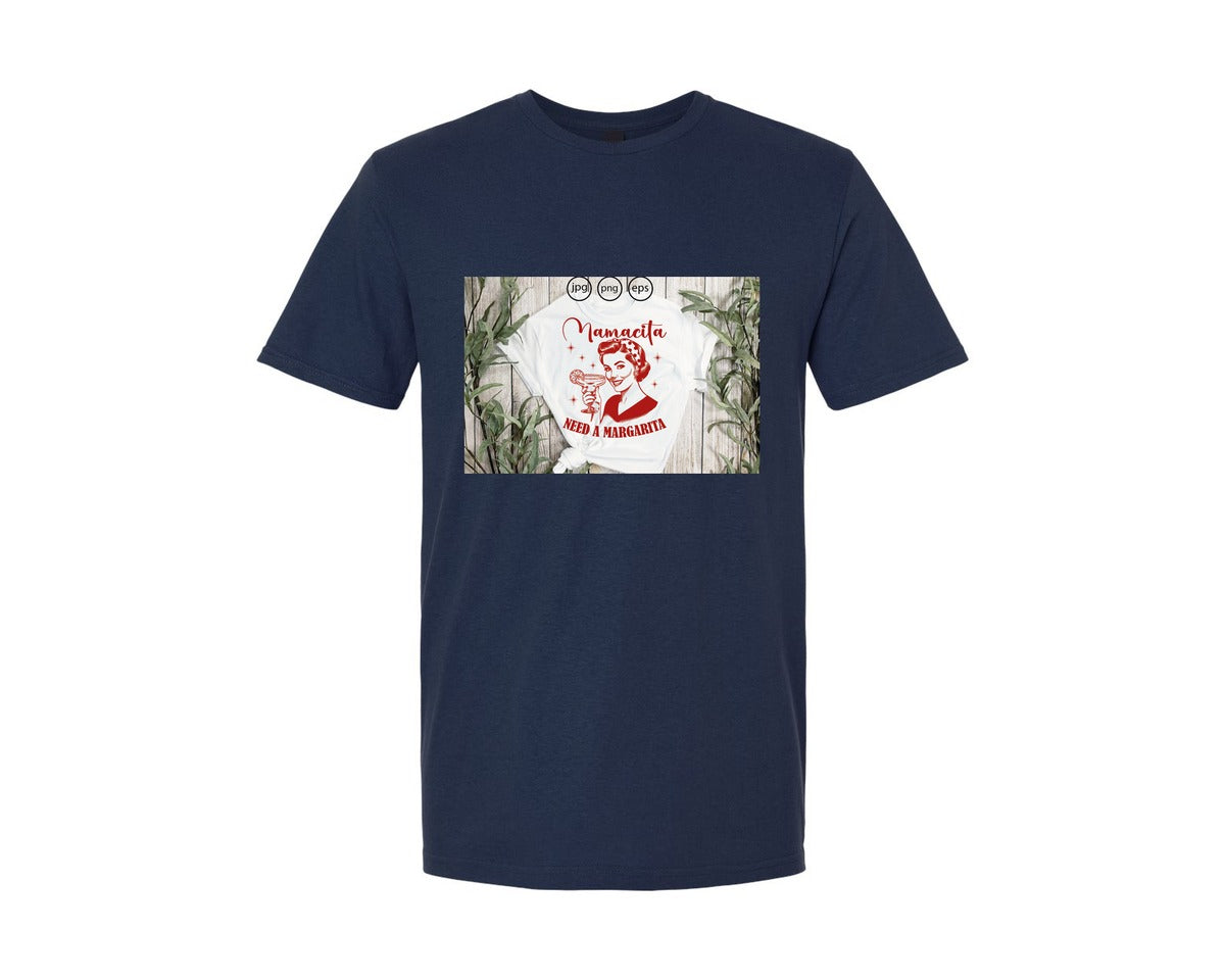 brand:Generic|color:Navy|Mamacita Needs A Margarita 26 Graphic T-Shirt