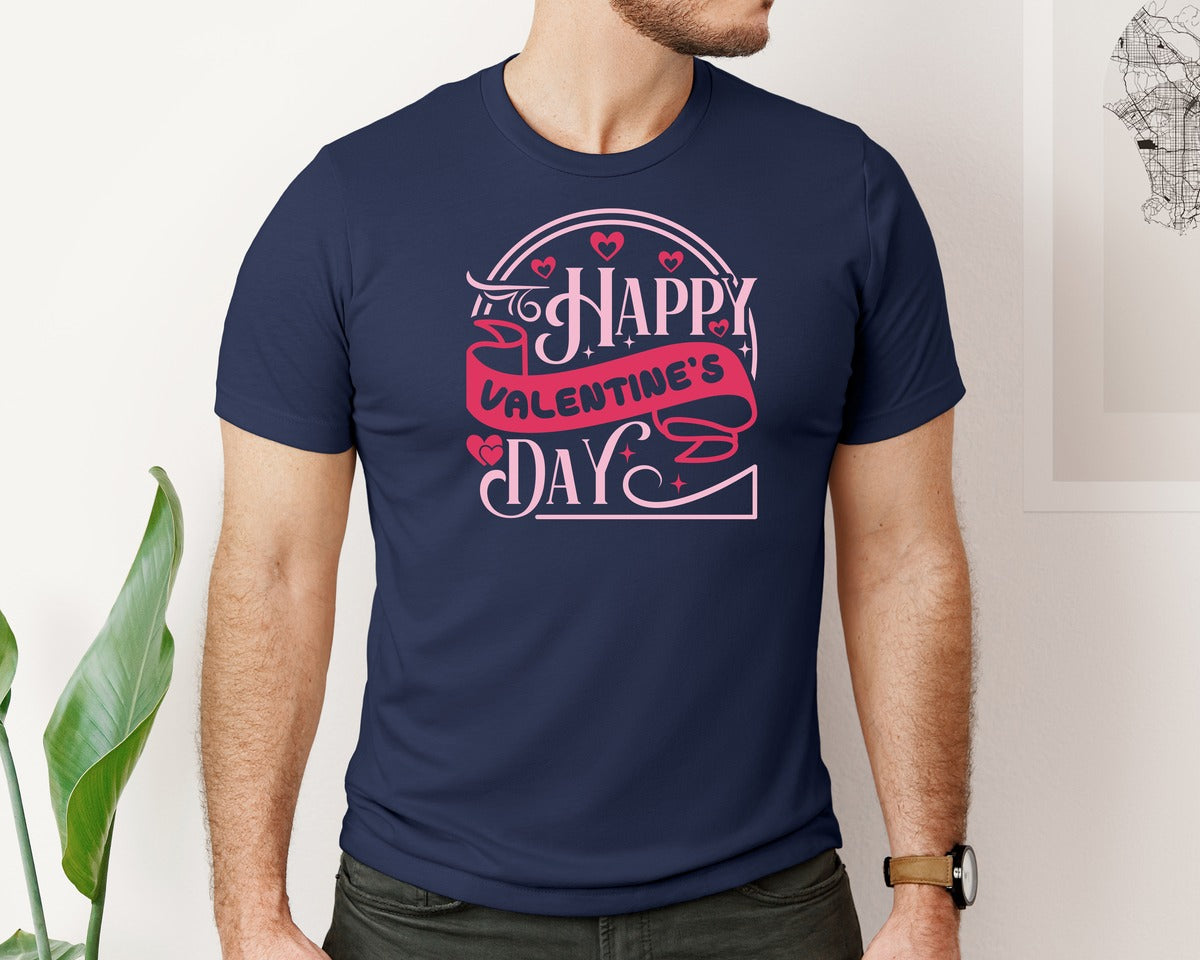 brand:Bella Canvas|color:Navy|Happy Valentines Day Quote Design 8 Graphic T-Shirt