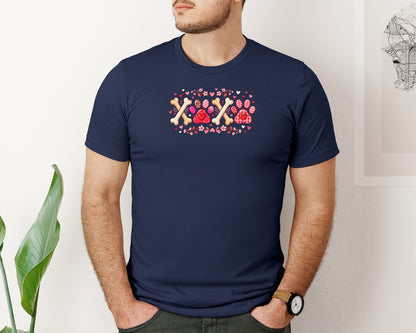 brand:Bella Canvas|color:Navy|Xoxo Cute Valentine Day Dog Paw Graphic T-Shirt