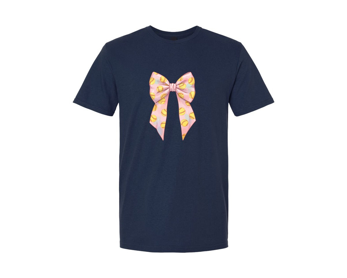 brand:Generic|color:Navy|Softball Bow Graphic T-Shirt