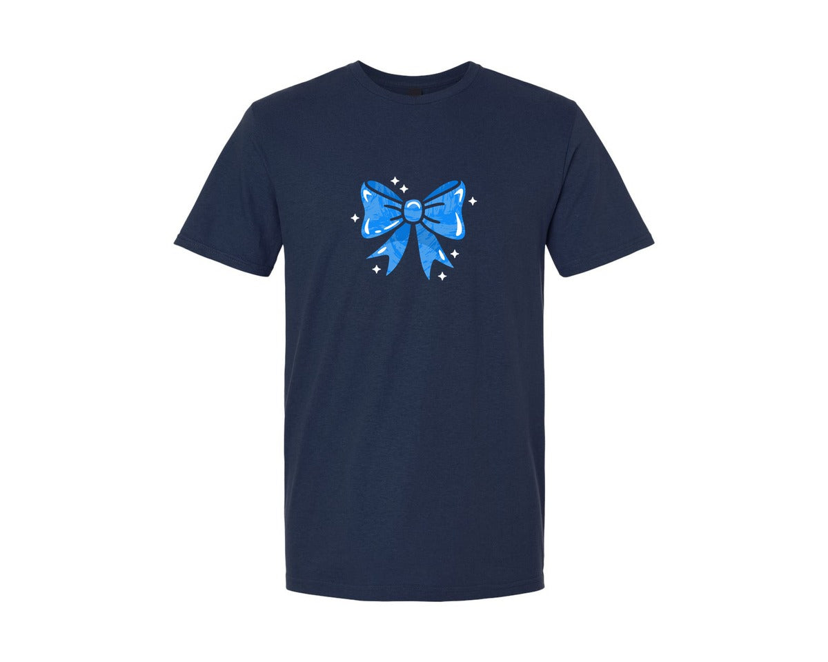 brand:Generic|color:Navy|Blue Bow Cute Blue Ribbon Graphic T-Shirt