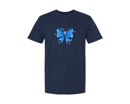 brand:Generic|color:Navy|Blue Bow Cute Blue Ribbon Graphic T-Shirt