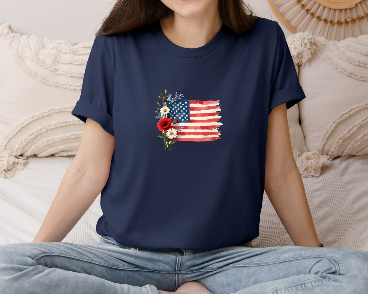 brand:Bella Canvas|color:Navy|Patriotic For 4Th Of July Graphic T-Shirt