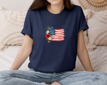brand:Bella Canvas|color:Navy|Patriotic For 4Th Of July Graphic T-Shirt