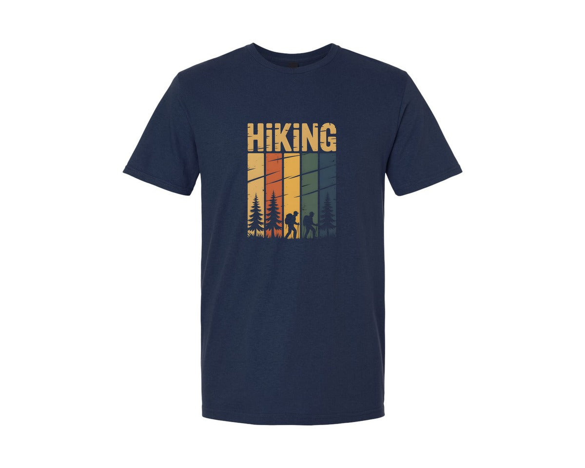 brand:Generic|color:Navy|Retro Hiking Mountain Adventure Graphic T-Shirt