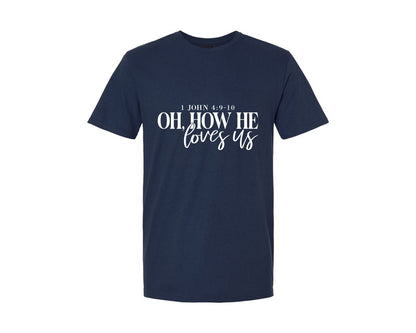 brand:Generic|color:Navy|Oh How He Loves Us 16 Graphic T-Shirt