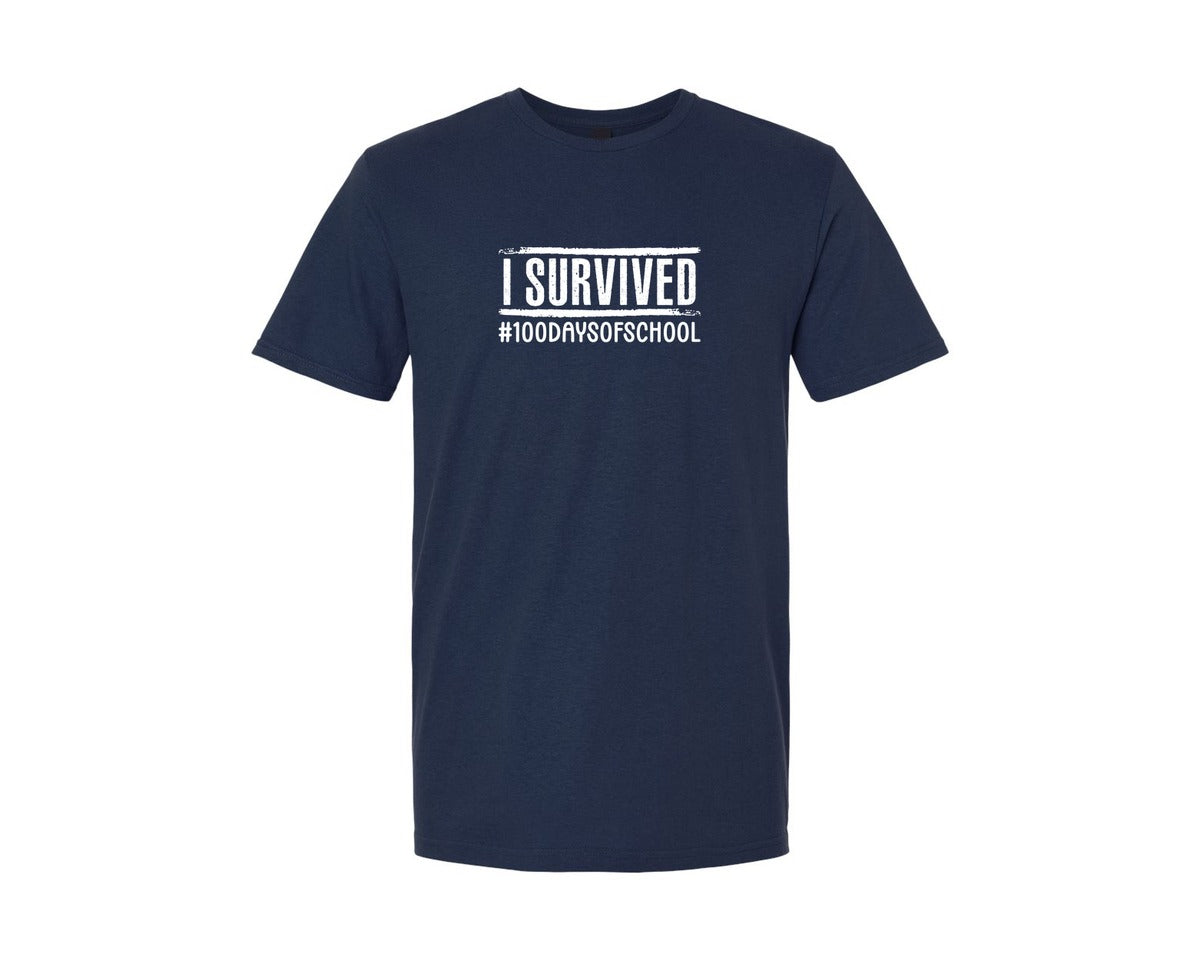 brand:Generic|color:Navy|I Survived 100 Days Of School 4 Graphic T-Shirt