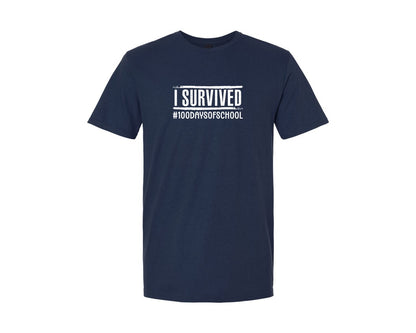 brand:Generic|color:Navy|I Survived 100 Days Of School 4 Graphic T-Shirt