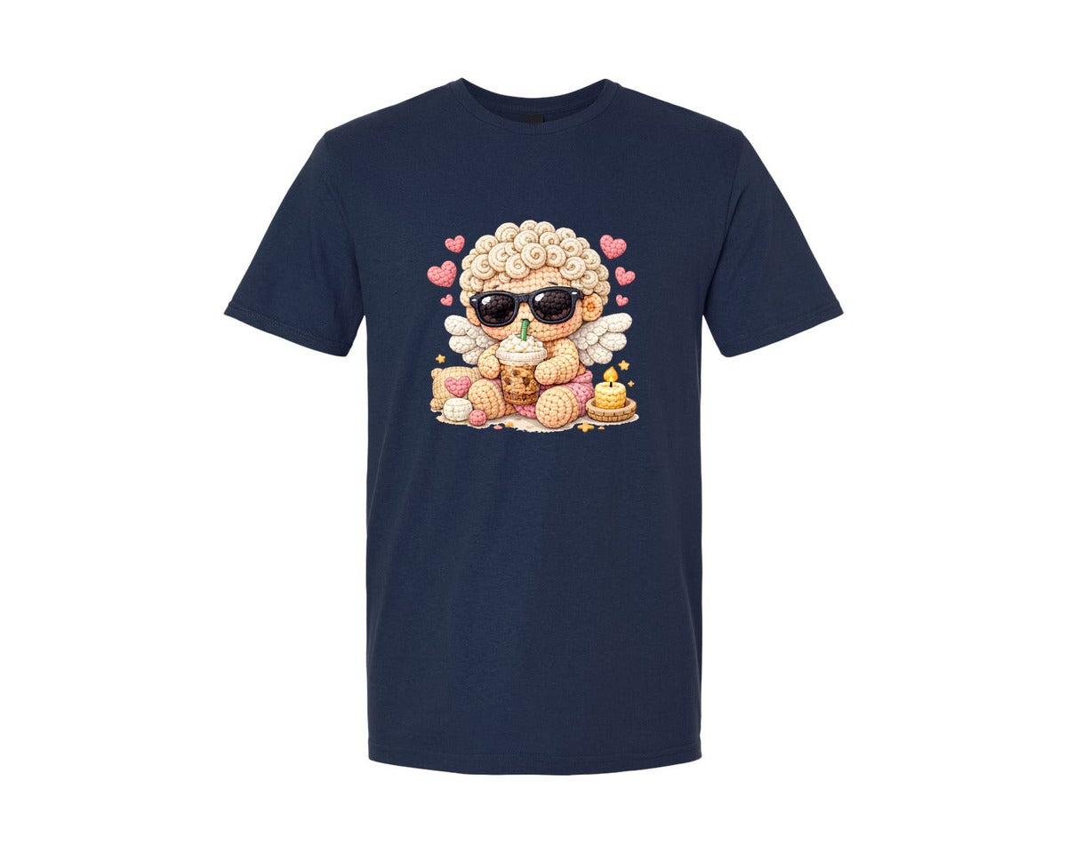 brand:Generic|color:Navy|Crochet Cupid Frappe Graphic T-Shirt