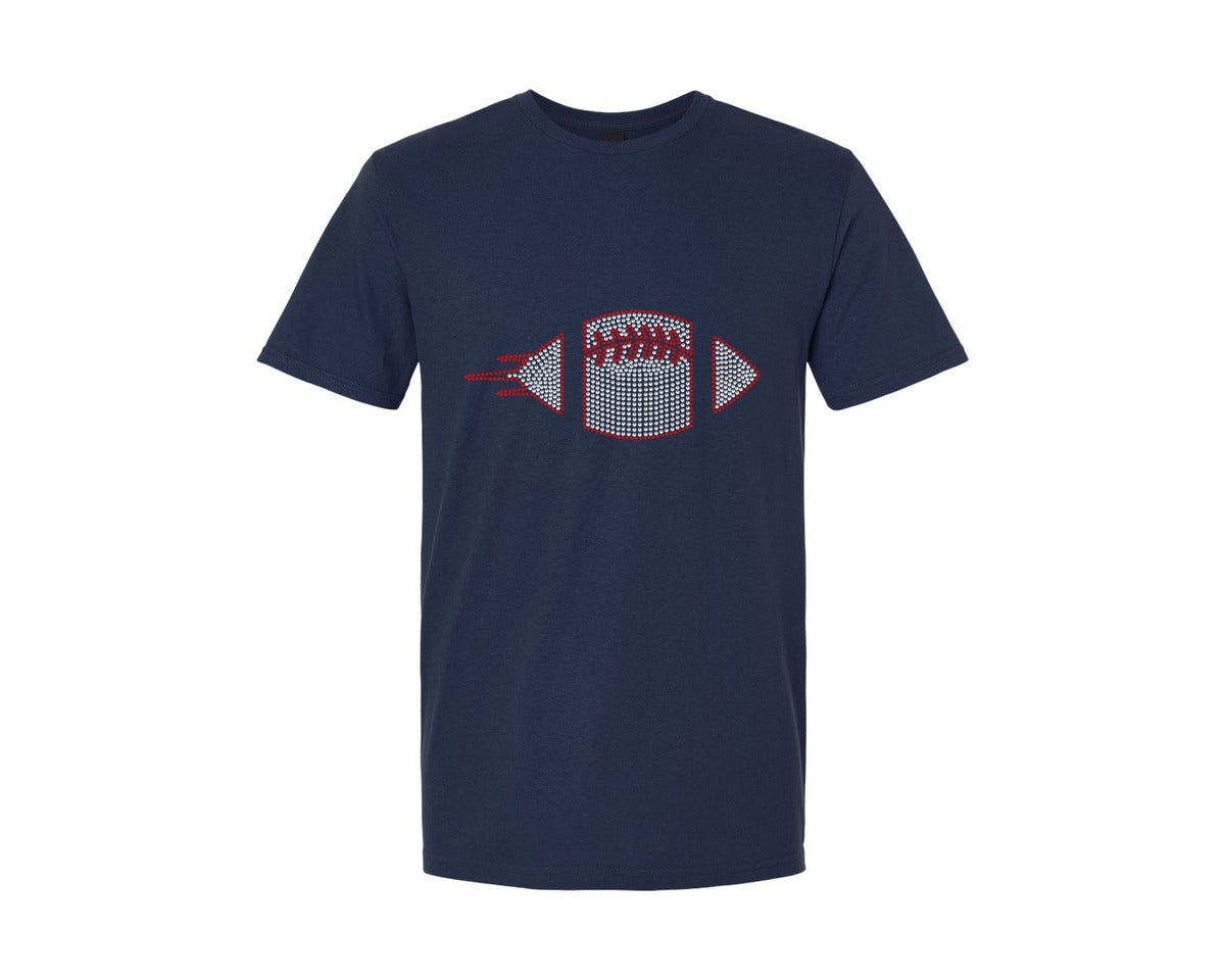 brand:Generic|color:Navy|About Printable Football Rhinestone Temp 2 Graphic T-Shirt