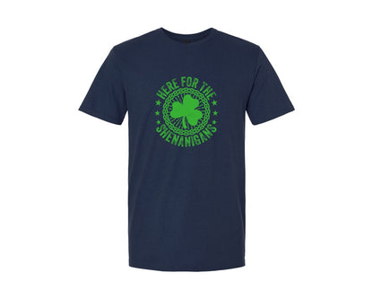 brand:Generic|color:Navy|Here For The Shenanigans St Patricks Day 5 Graphic T-Shirt
