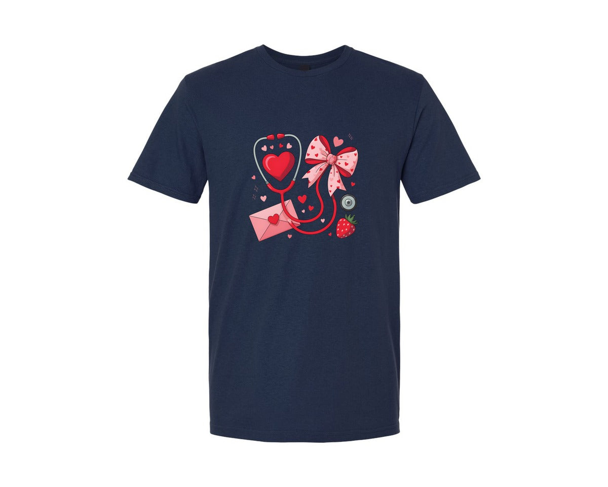brand:Generic|color:Navy|Nurse Valentine Nurse Graphic T-Shirt