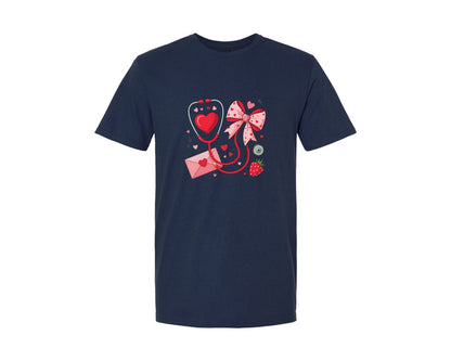 brand:Generic|color:Navy|Nurse Valentine Nurse Graphic T-Shirt