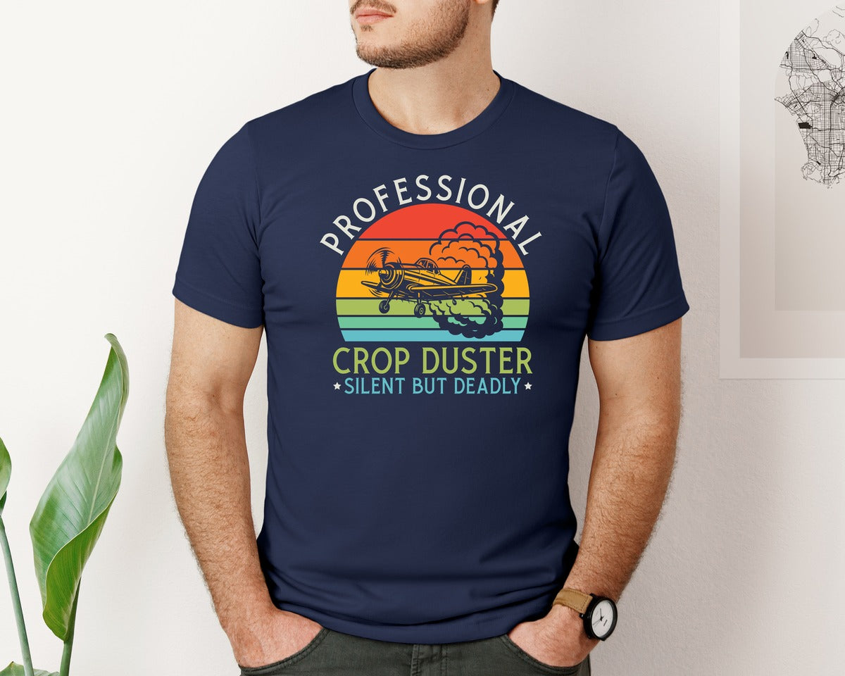 brand:Bella Canvas|color:Navy|Professional Crop Duster Silent But Dead Graphic T-Shirt