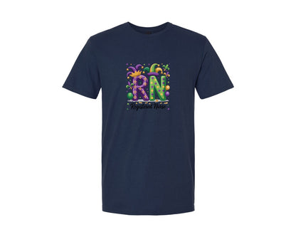 brand:Generic|color:Navy|Rn Mardi Gras Nurse Graphic T-Shirt