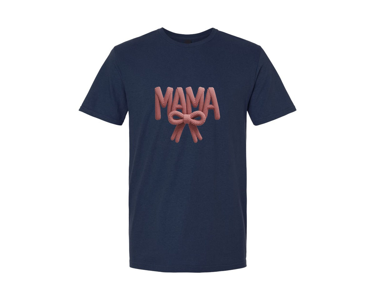 brand:Generic|color:Navy|Coquette Mama Latch Hook Yarn Faux Graphic T-Shirt