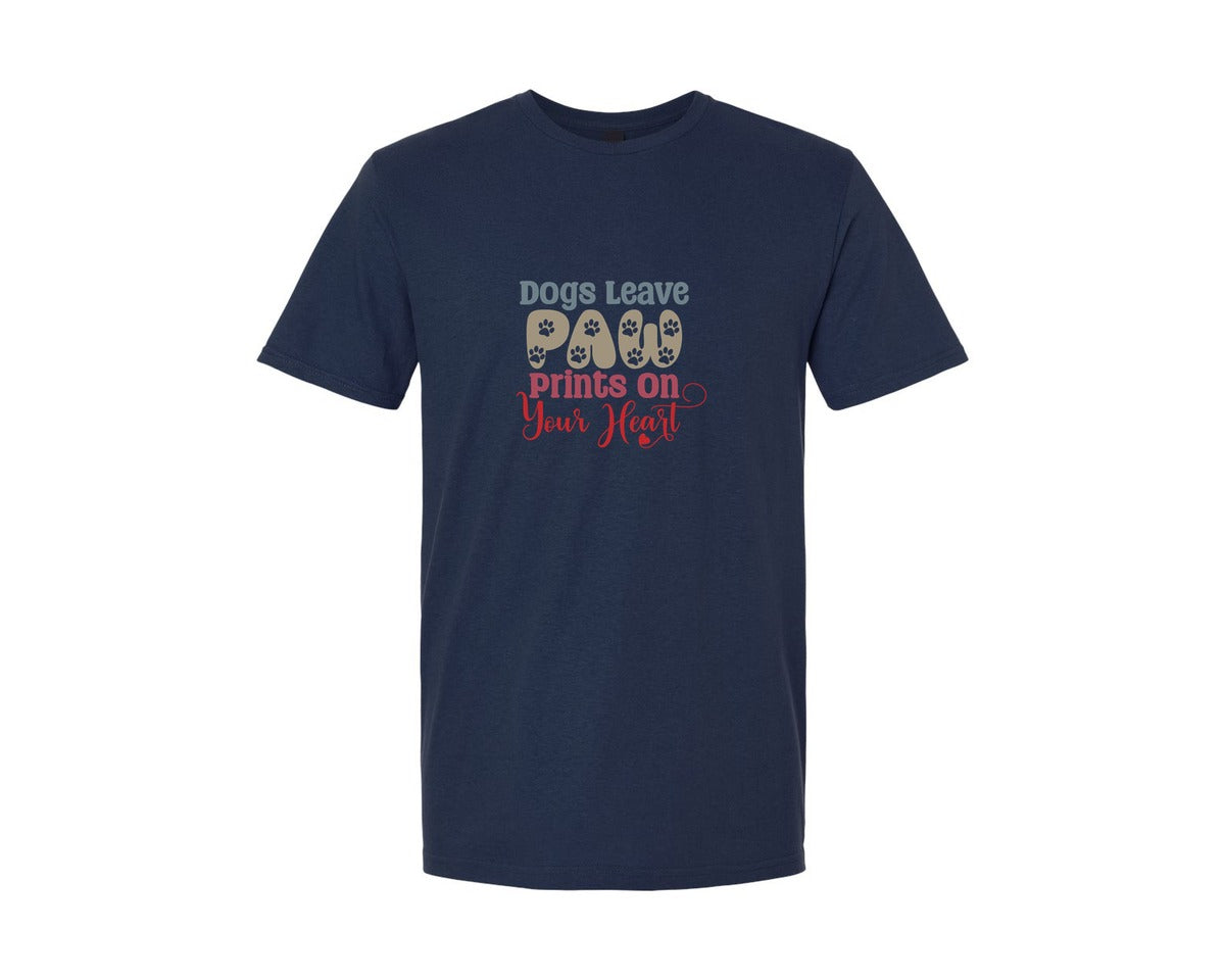 brand:Generic|color:Navy|Dogs Leave Paw Prints On Your Heart 5 Graphic T-Shirt
