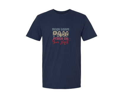 brand:Generic|color:Navy|Dogs Leave Paw Prints On Your Heart 5 Graphic T-Shirt