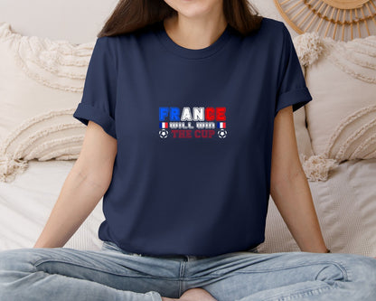brand:Bella Canvas|color:Navy|France Will Win The Cup T Shirt Design Graphic T-Shirt