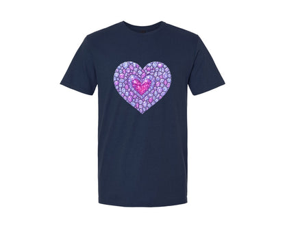 brand:Generic|color:Navy|Faux Rhinestone Purple Heart Graphic T-Shirt