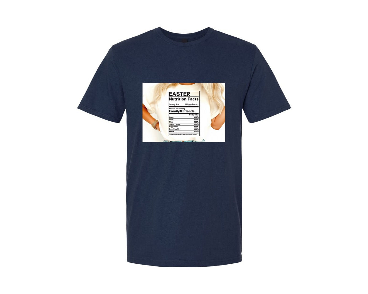 brand:Generic|color:Navy|Easter Nutrition Facts Easter 2 Graphic T-Shirt