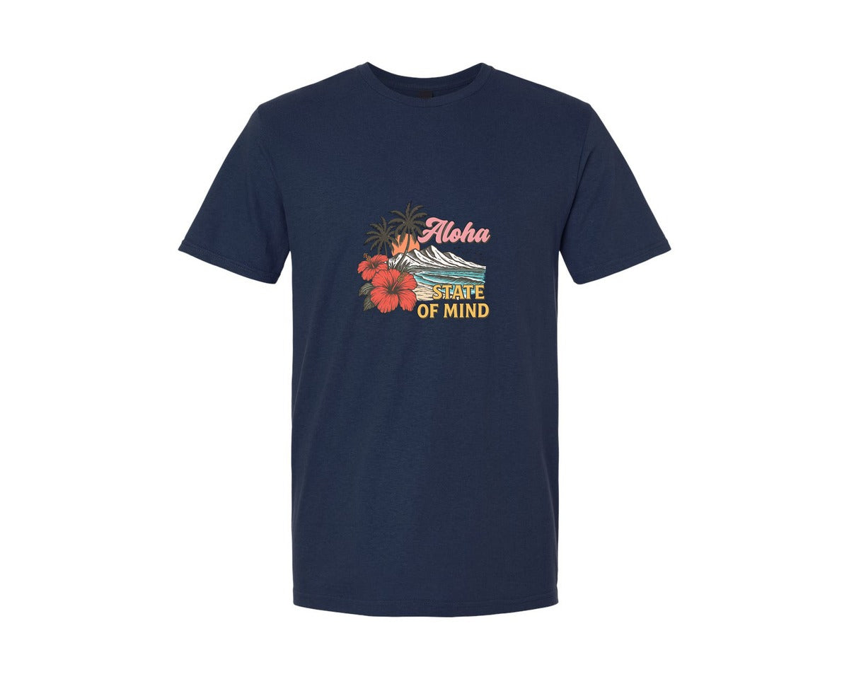 brand:Generic|color:Navy|Aloha State Of Mind T Shirt Design 2 Graphic T-Shirt
